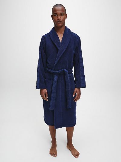 Calvin Klein Ruhák HU606904 | Calvin Klein Long Sleeves Férfi Fürdőköpeny Kék / Szürke